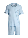 Cosabella Men's 2-piece Bella V-neck T-shirt & Shorts Pajama Set In Aasmani Navy Blue