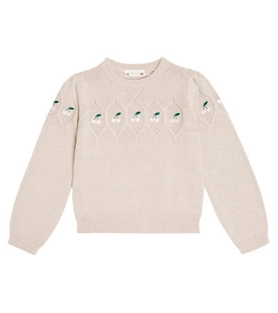 Bonpoint Kids' Dalphonza Wool And Cotton Sweater In Grey