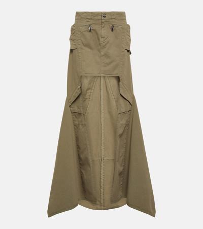 Coperni High-low Paneled Cotton Cargo Skirt In Khaki