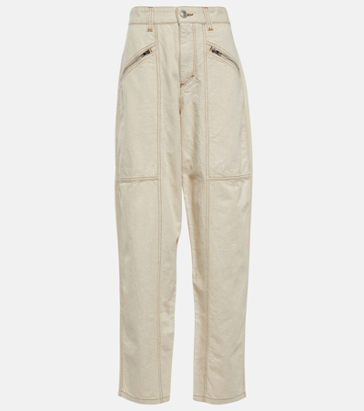 Isabel Marant Cargo Wide Leg Jeans In Ecru