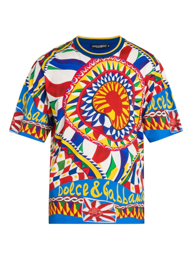 Dolce & Gabbana Cotton T-shirt With Carretto Print In Multicolor