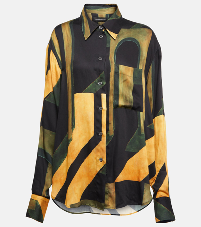 Louisa Ballou Geometric-print Button-up Shirt In Yellow