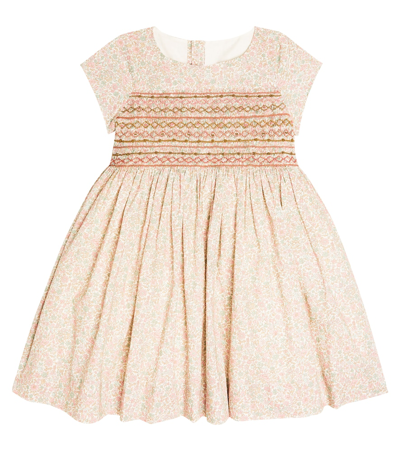 Bonpoint Kids' Duchesse Floral Cotton Dress In Gold