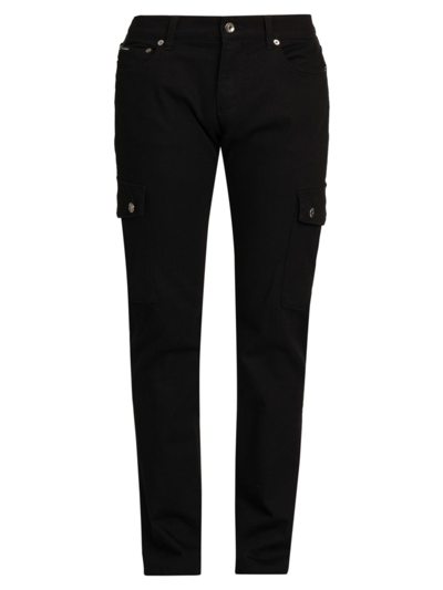 Dolce & Gabbana Gray Wash Skinny Stretch Cargo Jeans In Variante Abbinata