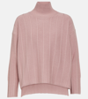 Max Mara Beira Ribbed-knit Virgin Wool Turtleneck Sweater In Pink