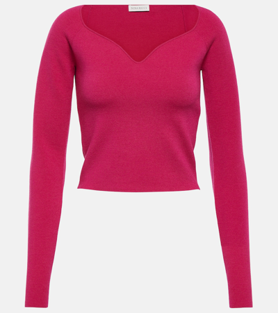 Nina Ricci Sweetheart Crop Wool Top In Pink