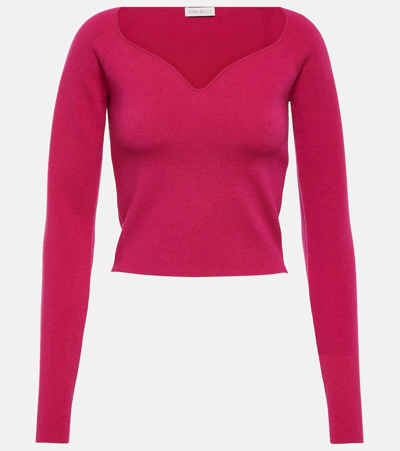 Nina Ricci Sweetheart Crop Wool Top In U2743 Dark Fuchsi