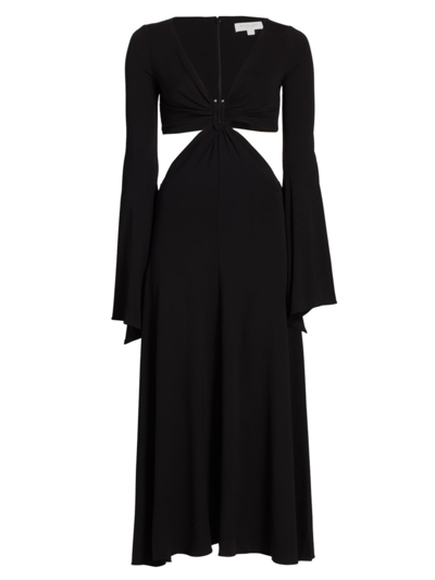 Michael Kors Women's Bell-sleeve Cut-out Midi-dress In Black