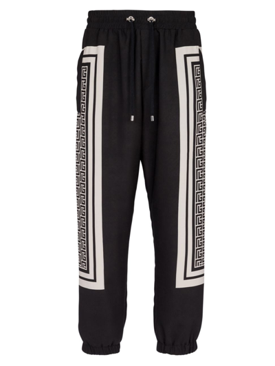 Balmain Monogram-scarf Drawstring Track Trousers In Black