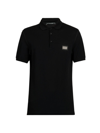 Dolce & Gabbana Logo-plaque Cotton Polo Shirt In Black