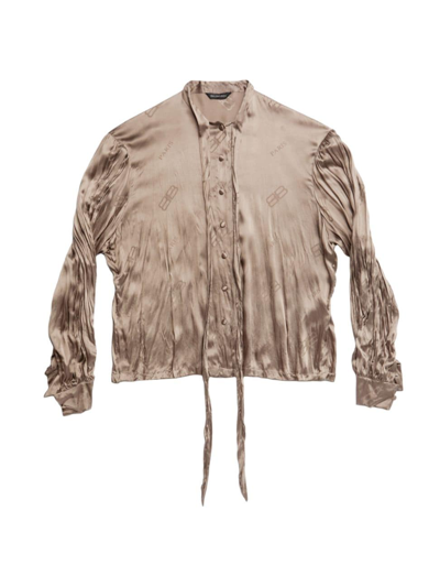 Balenciaga Women's Bb Paris All Over Oversized Blouse In Dark Beige