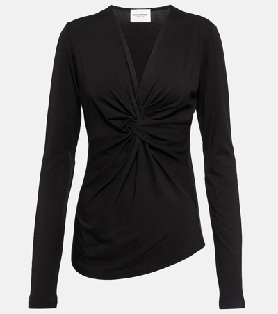 Marant Etoile Lyss Ruched Jersey Top In Black