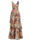 MARCHESA NOTTE WOMEN'S RUFFLED EMBROIDERED ORGANZA GOWN