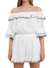 Endless Rose Ruffled Sleeve Romper In White Black
