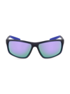 Nike Men's Performance Adrenaline 64mm Rectangular Sunglasses In Matte Obsidian Violet Mirror