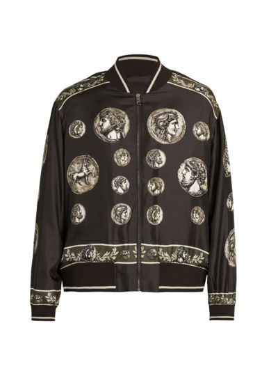 Dolce & Gabbana Graphic-print Long-sleeved Jacket In Monete