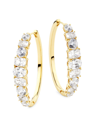 Adriana Orsini Women's Mesmerize 18k-gold-plated & Cubic Zirconia Oval Hoop Earrings