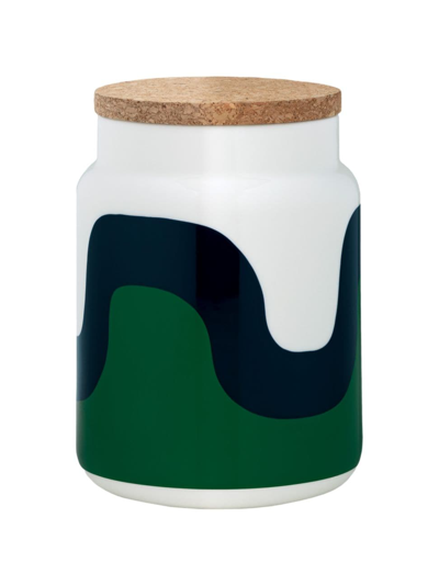 Marimekko Seireeni Tall Jar In White Green