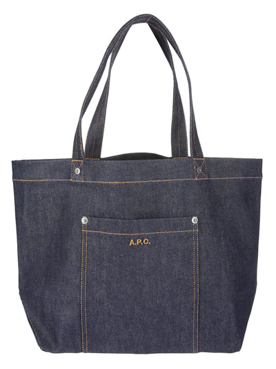 Apc A.p.c. Logo Embroidered Thais Tote Bag In Blue