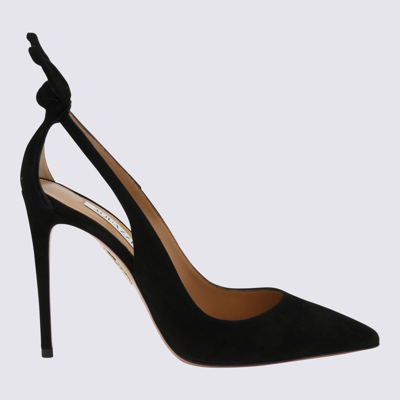 Aquazzura Suede Bow Stiletto Pumps In Black