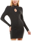NO COMMENT JUNIORS WOMENS RIBBED SHORT SWEATERDRESS