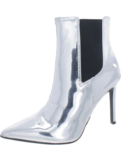 Inc Katalina Womens Patent Pointed Toe Booties In Silver