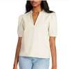 Steve Madden Jane Puff Sleeve Faux Leather Top In Beige