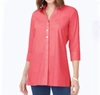FOXCROFT PAMELA STRETCH TUNIC IN CORAL SUNSET