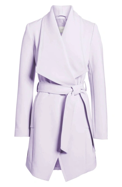 T Tahari Abbey Gabardine Belted Trench Rain Wrap Coat Jacket In Purple