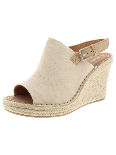 Toms Monica Womens Canvas Slingback Espadrilles In White
