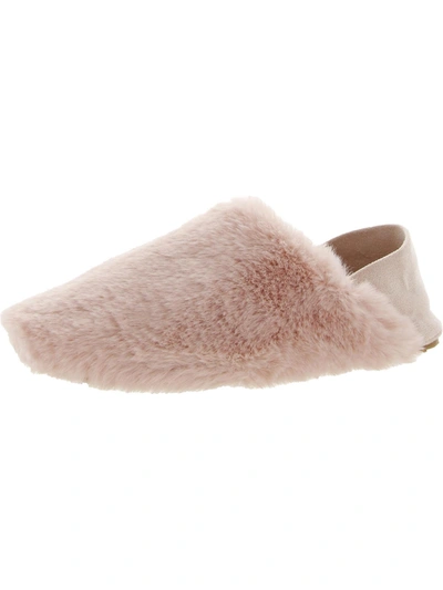 Cole Haan Shearling Womens Faux Fur Slip On Loafer Slippers In Pink