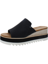 Toms Womens Black Heavy Canvas Diana Slip-on Canvas Wedge Sandals