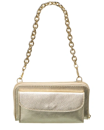 Italian Leather Wallet On Chain In Gold