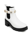 Sugar Favorite  Womens Velcro Rhinestones Booties In White