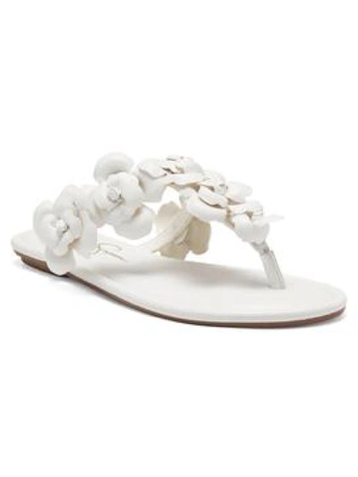 Jessica Simpson Ginima Womens Faux Leather Thong Flat Sandals In White