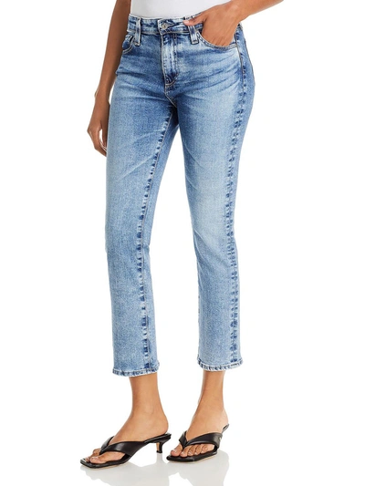 Ag Womens Slim High Rise Cropped Jeans In Blue