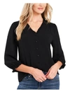 Cece Ruffled Button-front Top In Black