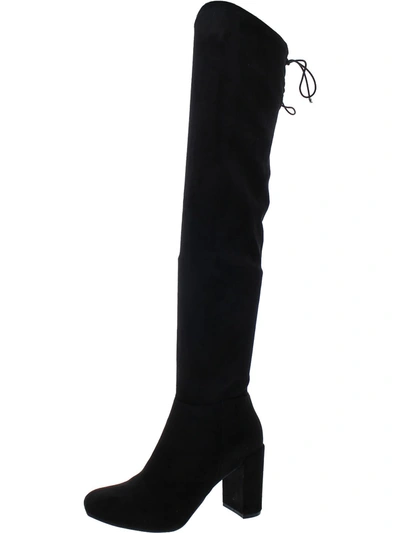 Chinese Laundry Womens Faux Suede Lace Up Over-the-knee Boots In Black