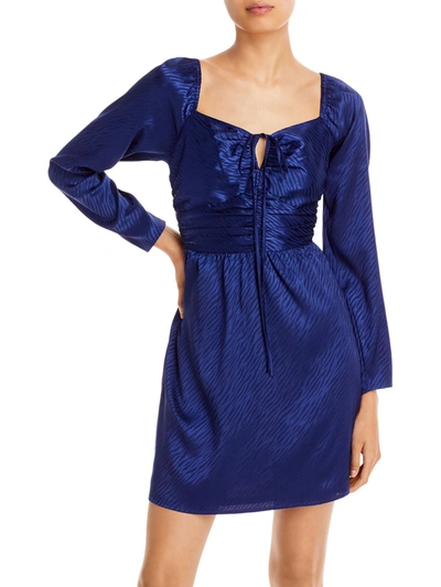 Aqua Womens Polyester Tie-front Cocktail And Party Dress In Blue