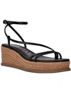 Calvin Klein Neve Womens Faux Leather Wedges Platform Sandals In Black