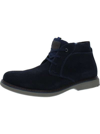 Nunn Bush Otto Mens Faux Leather Ankle Chukka Boots In Blue