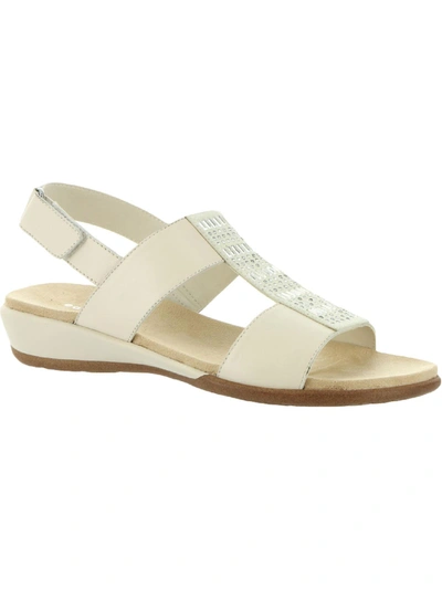 Easy Spirit Hazel Womens Leather Adjustable Flat Sandals In White