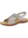 Easy Spirit Semar Womens Leather Slingback Flat Sandals In Gold