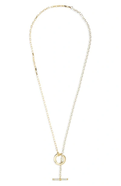 Bottega Veneta Key Chain Link Toggle Necklace In Silver/ Yellow Gold