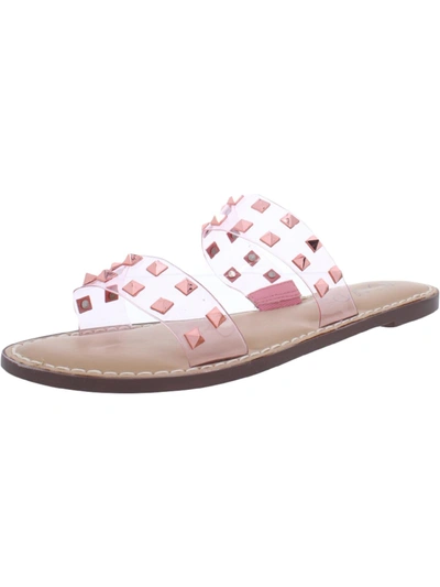 Wild Pair Ginnie Womens Studded Slip On Flat Sandals In Pink