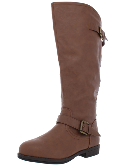 Journee Collection Spokane Womens Faux Leather Wide Calf Knee-high Boots In Brown