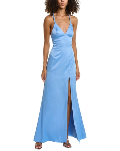 Liv Foster Sleeveless Braided Twist Satin Gown In Blue