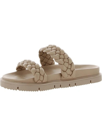 Aqua Brade Womens Faux Leather Slides Platform Sandals In Brown