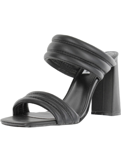 Steve Madden Tahani Womens Faux Leather Slip On Slide Sandals In Black