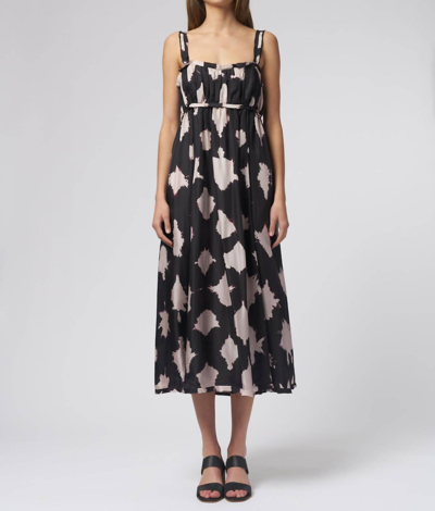 Ulla Johnson Abstract-print Silk Midi Dress In Black